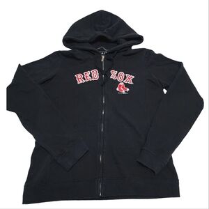 Co-ed Red Sox Full Zip Longsleeve Hoodie Sweatshirt Black Red Large